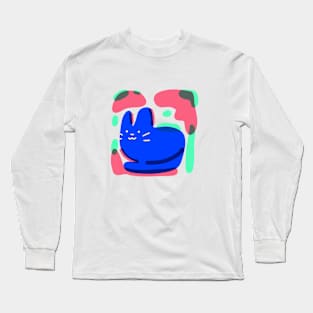 cute vibrant and colorful drawn cartoon cat Long Sleeve T-Shirt